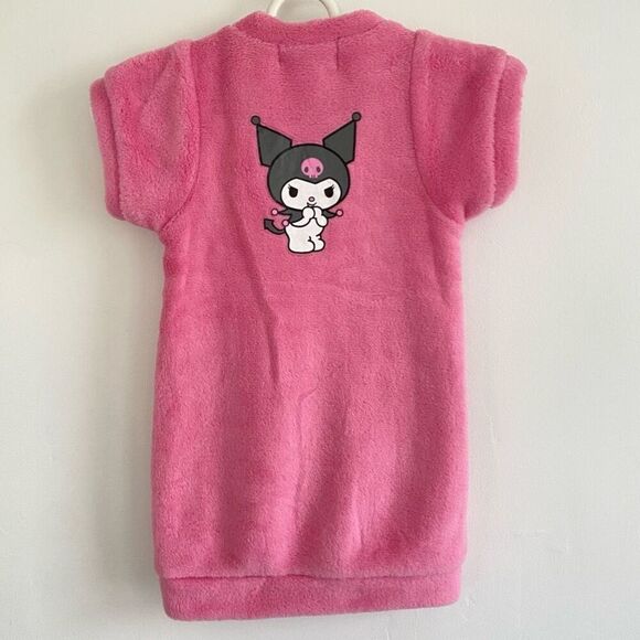 Pink Kid’s Hello Kitty Kuromi Fuzzy Terry Cloth Swim Cover Up - Picture 1 of 4